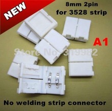 300pcs/lot (NO: A1) 8mm 2pin for 3528 single color strip LED connector, no welding strip connector, free shipping 2024 - buy cheap
