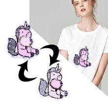 Cloth Sequined Patches Sew on Patches For Clothing Reversible Sequins Patch For Clothing Girl Sequin Dress Unicorn Patch DIY H 2024 - buy cheap