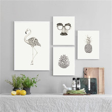 Gray Modern Nordic Style Canvas Painting Living Room Backdrop Wall Art Flamingo Pineapple Print Animal Poster Minimalist Picture 2024 - buy cheap