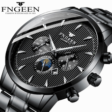 Relógios masculinos 2020 marca de luxo fngeen quartzo relógio de pulso preto aço decoração luminosa à prova dwaterproof água relógio masculino reloj hombre 2024 - compre barato