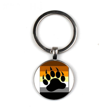 Bear Pride Ying Yang with Paw Gay Pride Photo Charm Keychain Handmade Glass Dome Key Chain 2024 - buy cheap