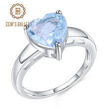 Женские кольца в форме сердца GEM'S BALLET, обручальные кольца из стерлингового серебра 925 пробы с натуральным небесно-голубым топазом, 3,17 карат, ювелирные украшения 2024 - купить недорого