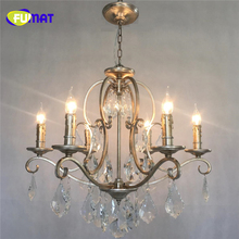 FUMAT Retro Silver Foil Iron Crystal K9 Chandeliers Lamp Luxury Living Room Bedroom Lights E14 LED Candle Chandelier RH Lights 2024 - buy cheap