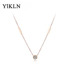 YiKLN Trendy Geometric Cuboid Choker Necklace For Women Rose Gold Stainless Steel CZ Crystal Wedding Pendant Necklace YN18057 2024 - buy cheap