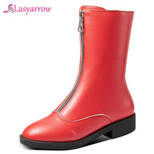 Lasyarrow Fashion Square Heels 2019 mid-calf Boots Woman Shoes Zipper fashion cool designer Comfortable Shoes Women Boots J995 2024 - buy cheap