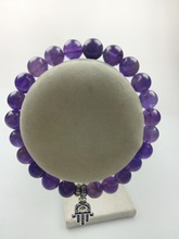 Pulseras de Moda Mala pulsera cuentas 8MM cuarzo púrpura pulsera pulseras de yoga palma colgante Cristal púrpura cuentas 2024 - compra barato