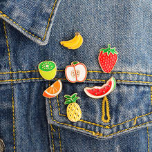 7PCS/SET Banana Apple Kiwi Watermelon Pineapple Orange Fruit pins Hard enamel lapel pins Badges Brooches Backpack Accessories 2024 - buy cheap