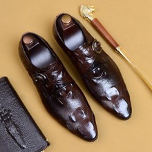 Мужские модельные туфли из натуральной кожи с узором «Аллигатор»; мужские туфли на ремешке с острым носком ручной работы; Мужская Свадебная обувь; AS166 2024 - купить недорого
