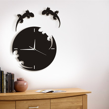 Comic gecko black acrylic self-adhesive wall clock Silent DIY watch Modern living room bedroom home decor wall clock 2024 - buy cheap