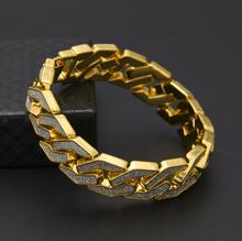 16mm Mens Sand Blast Bracelet Bangle Cuban Chain Link Iced Out Hip Hop Gold Silver Color Chains Bracelets Rapper Jewelry 8.5" 2024 - buy cheap