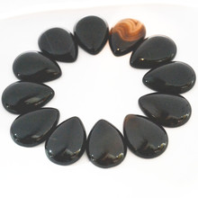 Fashion Natural Black Onyx Stone Teardrop Pear CAB CABOCHON Water Drop Beads For Jewelry Accessories Free Shipping 20Pcs 25x18mm 2024 - buy cheap