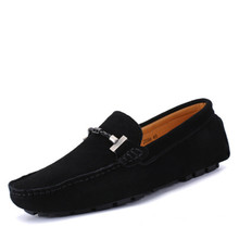 Mens Genuine Leather Moccasins Stylish Buckle Loafers Men Comfort Driving Shoes Male Slip-on Flats Gommino Boat Shoes 2024 - buy cheap