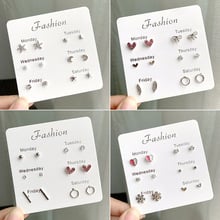 6pair/set New Fashion Simple Earrings for women girls Mix and match stud Earring Sweet charm jewelry 2024 - buy cheap