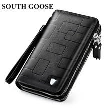 SOUTH GOOSE New Men Classic Wallet Luxury Long Clutch Handy Bag Male Business Leather Purse Large Capacity Men's Clutch Wallets 2024 - buy cheap