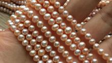Perla Natural AAA auténtica, cuentas sueltas de 6x7mm de perlas de agua dulce rosas, regalo artesanal, agujero de una hebra de aproximadamente 1mm 2024 - compra barato