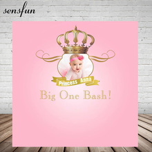 Sensfun-telón de fondo rosa para niña, Princesa, Baby Shower, corona dorada, gran fiesta de cumpleaños de Bash, fotografía de fondo personalizada 2024 - compra barato