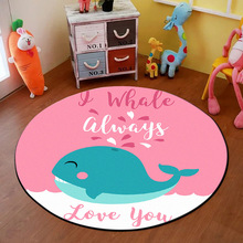Alfombra redonda con dibujos animados de oso ballena rosa para niños, alfombrilla antideslizante para gatear, cesta colgante, silla, dormitorio, habitación de bebé 2024 - compra barato
