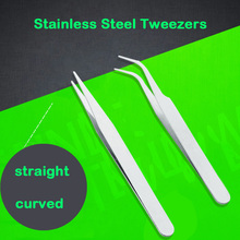 1PC Stainless Steel Industrial Anti-Acid Tweezers Straight Curved Forceps Watchmaker Repair Tools Nail Eyebrow Repairing Tweezer 2024 - buy cheap
