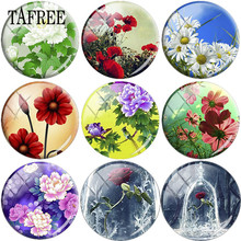 TAFREE 25mm DIY Glass Cabochon Dome With Colorful Flowers Rose Patterns Flatback Camo Jewelry Findings Necklace Keychain Charms 2024 - buy cheap