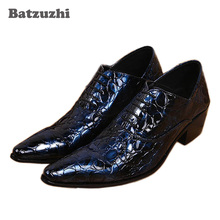 Batzuzhi Handsome Man Shoes Genuine Leather elegant Blaue Dress shoes man Lace-up Vintage man shoes Weding Party, EU38-46 2024 - buy cheap