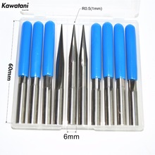 6mm*10degree*R0.5*60L-10pcs CNC solid carbide End Mill,woodworking engraving router bit,taper ball nose milling cutter,wood tool 2024 - buy cheap