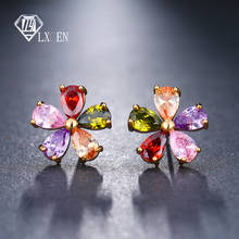 LXOEN Flower Women Stud Earrings With AAA Cubic Zirconia Ear Studs Silver Color Earrings for Women brinco Jewelry Gift bijoux 2024 - buy cheap