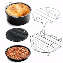 Home Air Fryer Accessories 5 Piece Accessories Baking Basket Pizza Plate Grill Rack Pot Mat 2024 - buy cheap