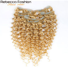 Rebecca Hair 7Pcs In Human Hair Extensions Jerry Curl Remy Hair Clip Blonde Color#613 Full Head 7Pcs Per Set Remy Hair Weaves 2024 - compre barato