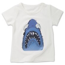 Cartoon Shark Print T Shirt Boys 2018 Summer Children's Cotton T-shirt Boy Short Sleeve Tees Shirt Gray Tops Baby Clothes 2-7Y 2024 - buy cheap