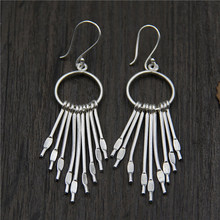 C&R Real 925 Sterling Silver Earrings for Women Elegant Long Tassel Earings Thai Silver Drop Earrings Handmade Fine Jewelry 2024 - buy cheap