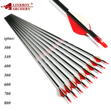 Linkboy Archery 6/12PCS Carbon Arrow Spine300-800 Recurve Compound Bows Archery Hunting Arrow Nock&FREE CUT 2024 - buy cheap