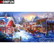 HOMFUN-pintura de diamante redondo/cuadrado completa, cuadro artesanal 5D, punto de cruz bordado de "Navidad", decoración para el hogar, regalo A09546 2024 - compra barato