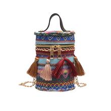 2019 Fashion Ethnic Style Portable Chain Bucket Handbag Bucket Bags Women Cavans Shoulder Bag Lady Crossbody Bag 2024 - buy cheap