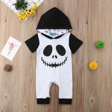 Bebê recém-nascido roupas do menino halloween traje fantasma com capuz macacão manga curta roupas sunsuit 2024 - compre barato