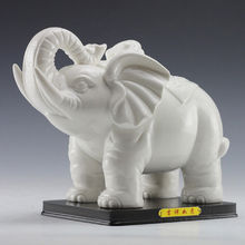 10" Chinese Dehua White Porcelain auspicious Ru Yi Wealth elephant Statue 2024 - buy cheap