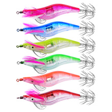 3pcs Random Color LED Electronic Luminous Shrimp Squid 10.5cm 12.5g Night Fishing Squid Jigs Lure Bass Bait 2024 - buy cheap