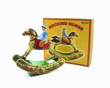 [Hot] Adult Collection Retro Wind up toy Metal Tin rocking horse Riding horse knight Clockwork toy figure model vintage toy 2024 - buy cheap