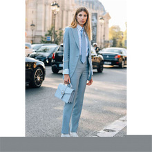 2019 luz azul de las mujeres boda Formal trajes de esmoquin mujer Oficina uniforme de las mujeres trajes de 2 piezas trajes 2024 - compra barato