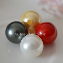 Contas de concha redondas 16mm branco, amarelo, preto e vermelho, semi perfurado 3mm, buraco grande, esfregão, contas soltas de ostra, diy 2024 - compre barato