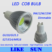Free shipping 100pcs/lot High power Led COB Lamp Dimmable E27/E14/GU10/GU5.3/MR16 9W/12W/15W 110-240V Led spotlight bulb 2024 - buy cheap