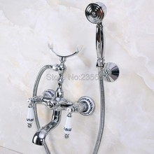 Wall Mount Chrome Clawfoot Bath Tub Mixer Tap Faucet Handheld Shower  lna241 2024 - buy cheap