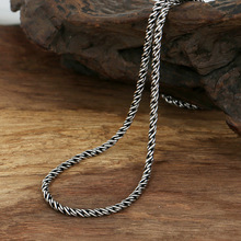 FNJ 3mm Rope Chain Necklaces 925 Silver 45cm to 60cm Fashion Original S925 Thai Silver Men Necklace Jewelry 2024 - buy cheap