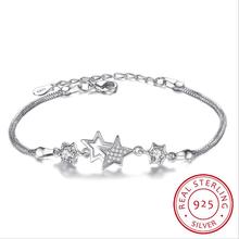Moda novedosa-pulsera de plata de ley 925 para mujer, brazalete de circonia, cristal, estrella, flor de melocotón, S-b30 2024 - compra barato
