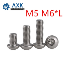 100Pcs/Lot M5 M6*L ISO7380 GB70.2 304 Stainless Steel A2-70 Half Round Head Screws Mushroom Hexagon Socket Button Head Screw 2024 - buy cheap