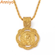 Anniyo-collares con colgante para mujer y hombre, joyería de la Virgen María, Color dorado, regalos religiosos para #194506 2024 - compra barato