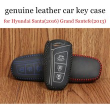 Only Red car accessory fit for Hyundai Santafe(2015) Grand Santafe(2013) Equus(2013) genuine leather Hand sewing car key case 2024 - buy cheap