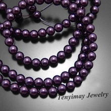 Wholesale Purple Imitation Pearl Loose Beads, 8mm Violet Glass Pearls Free Shipping 2024 - buy cheap
