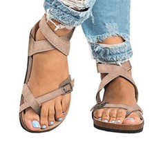 Basic Women Sandals 2019 New Women Summer Sandals Plus Size 43 Leather Flat Sandals Female Flip Flop Casual Beach Shoes Ladies 2024 - buy cheap