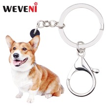 WEVENI Doce Acrílico Galês Corgi Pembroke Cão Chaveiro Chaveiro Saco Titular Encantos Jóias Animal Bonito Para As Mulheres Menina Feminino 2024 - compre barato