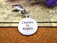 3pcs/lot high quality keychain  with 20mm  stainless steel circle round  "I believe in angels" charms  keychain 2024 - buy cheap